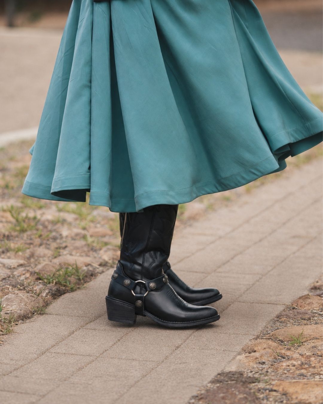 Bota Vaquera Mediana Mujer 96401 Davina Piel Negro