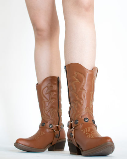 Bota Vaquera Mediana Mujer 96401 Piel Atanado Maple