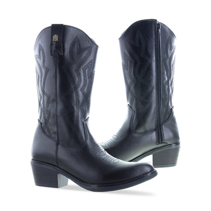 Bota Vaquera Mediana Mujer 96405 Davina Piel Negro