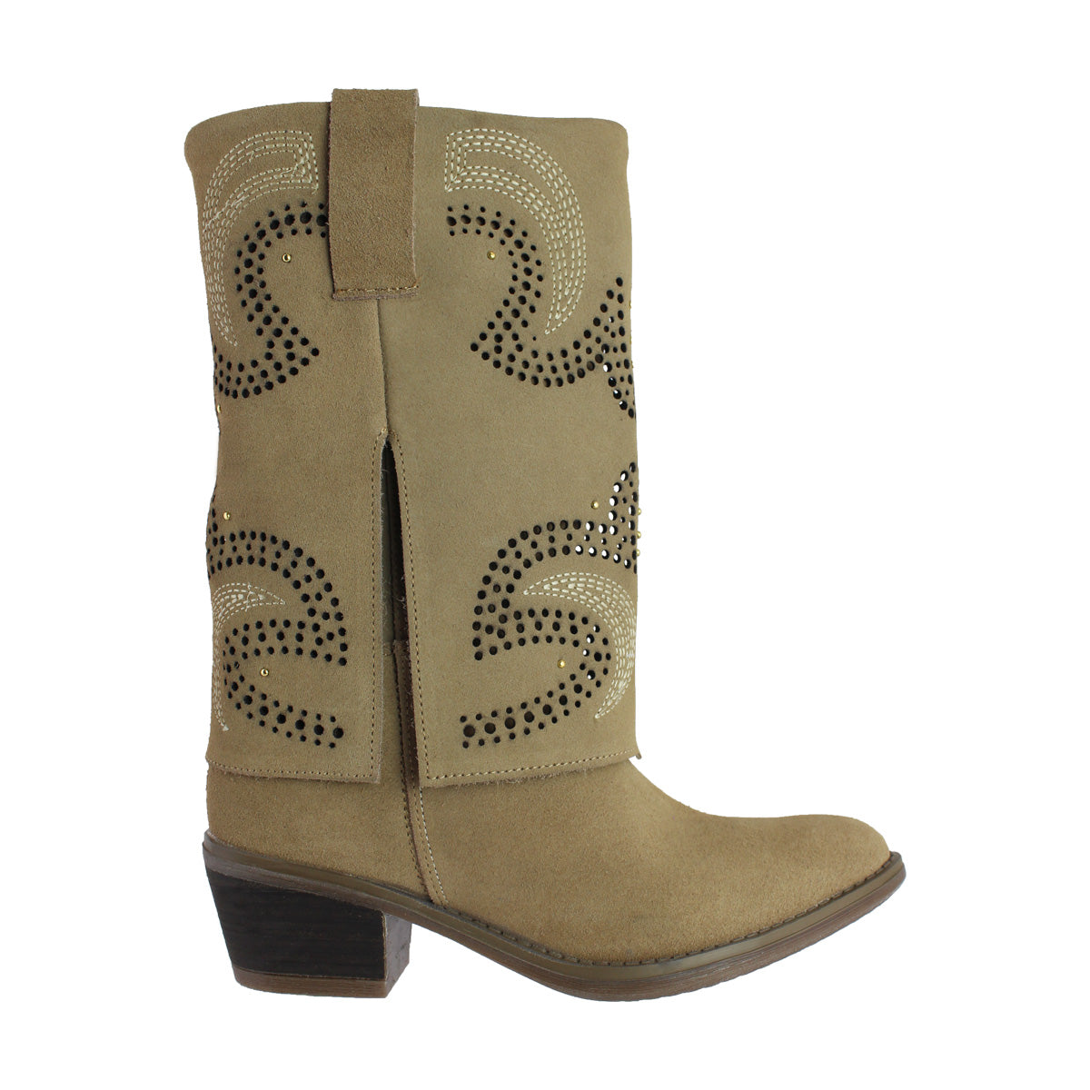Bota Vaquera Mediana Mujer 96421 Emilia Gamuza Arena