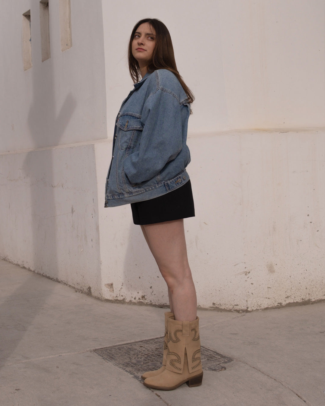Bota Vaquera Mediana Mujer 96421 Emilia Gamuza Arena