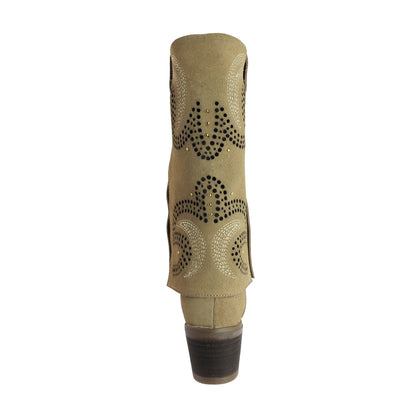 Bota Vaquera Mediana Mujer 96421 Emilia Gamuza Arena