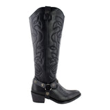 Bota vaquera alta mujer 96501 davina piel negra