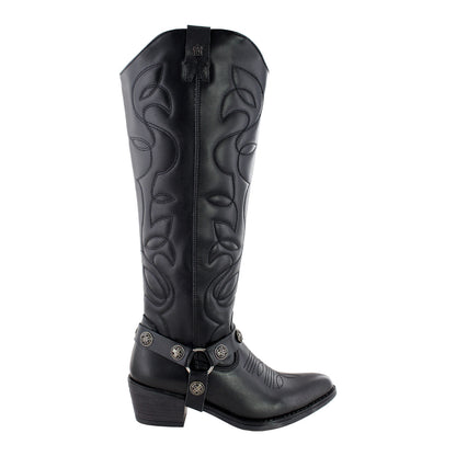 Bota Vaquera Alta Mujer 96501 Davina Piel Negra
