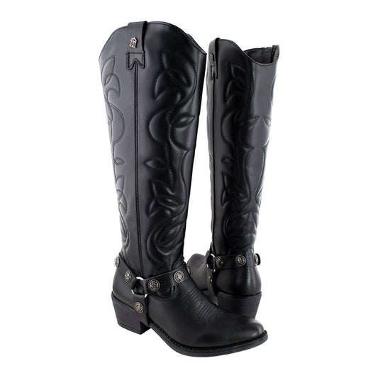 Bota Vaquera Alta Mujer 96501 Davina Piel Negra