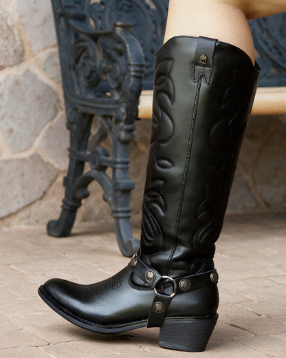 Bota Vaquera Alta Mujer 96501 Davina Piel Negra
