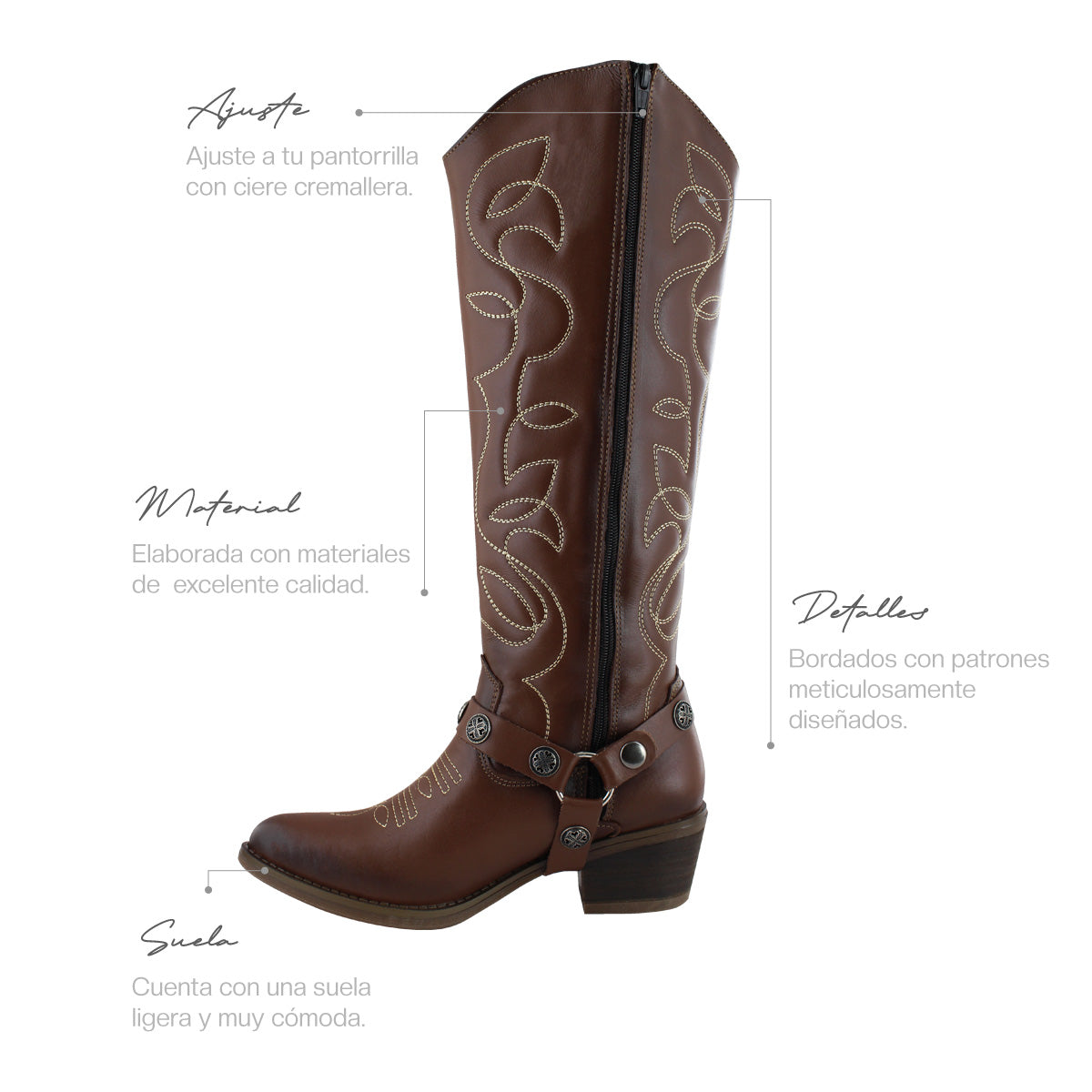 Bota Vaquera Alta Mujer 96503 Piel Davina Shedrón