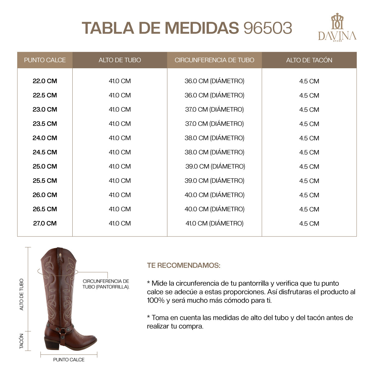 Bota Vaquera Alta Mujer 96503 Piel Davina Shedrón