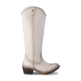 Bota vaquera alta mujer 96505 piel marfil con sombreado dorado