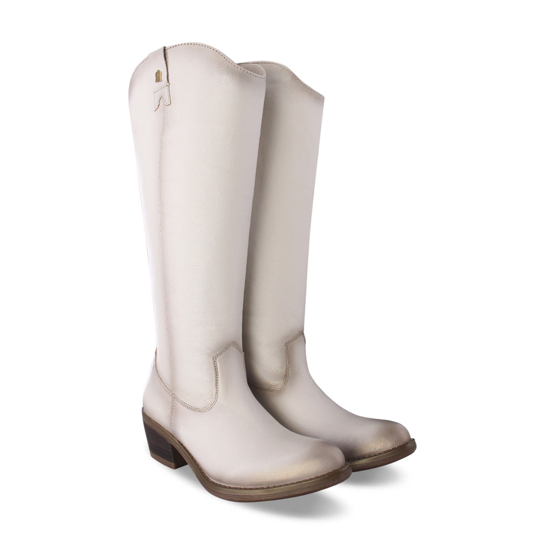 Rosa 96505 Bota Vaquera Alta Piel Marfil, vista 4