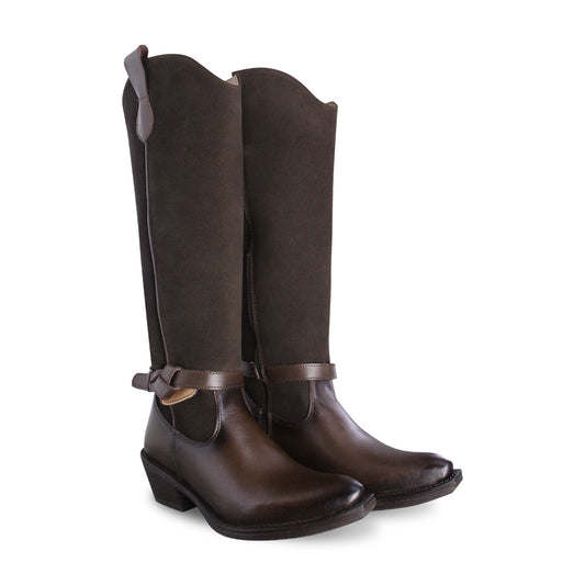 Bota Vaquera Alta Mujer 96506 Piel Davina Madera