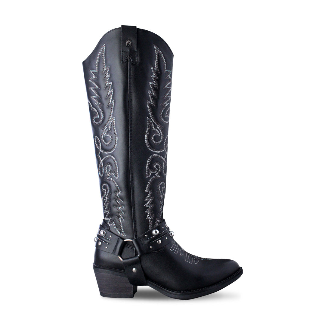 Bota Vaquera Alta Mujer 96532 Davina Kathia Piel Negro