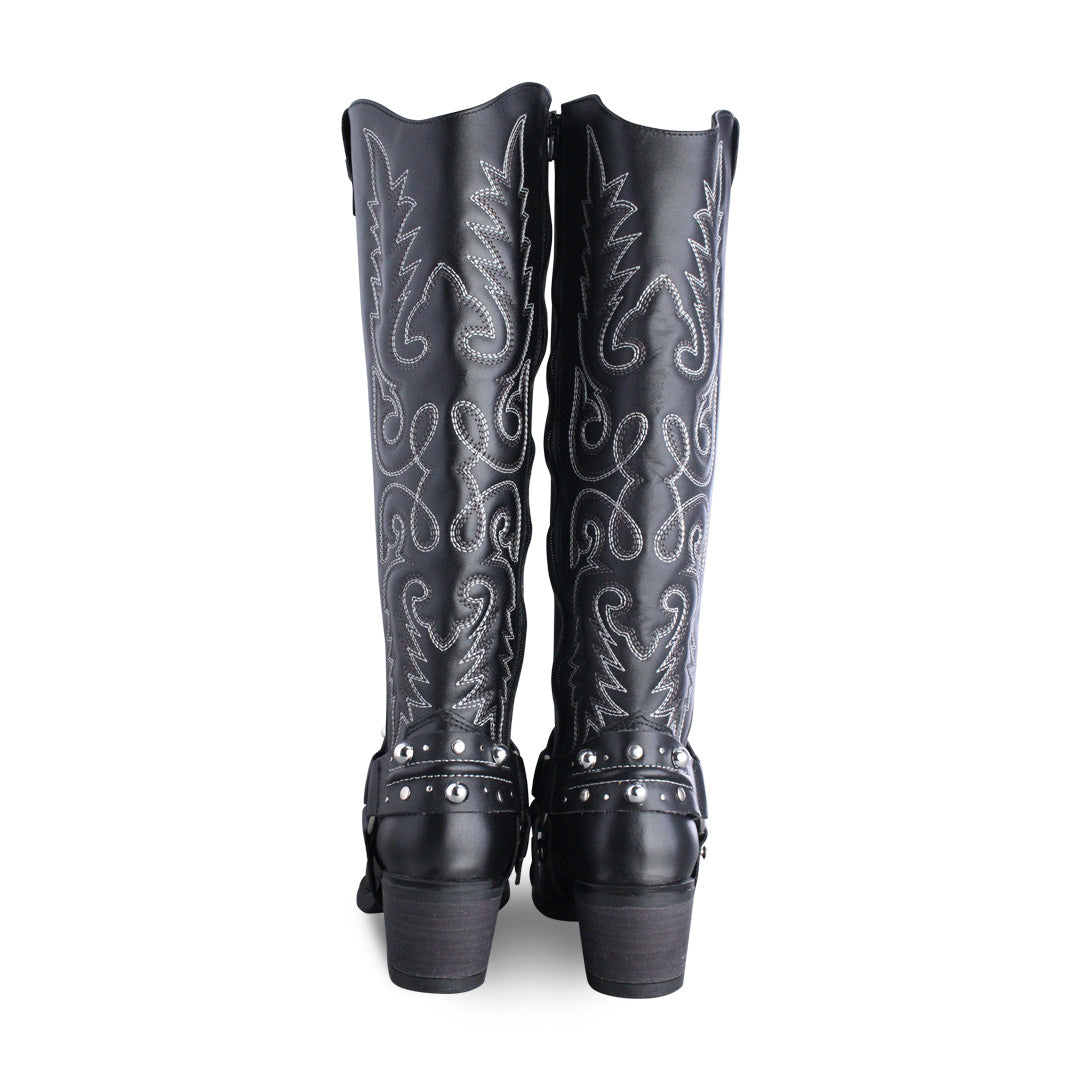 Bota Vaquera Alta Mujer 96532 Davina Kathia Piel Negro