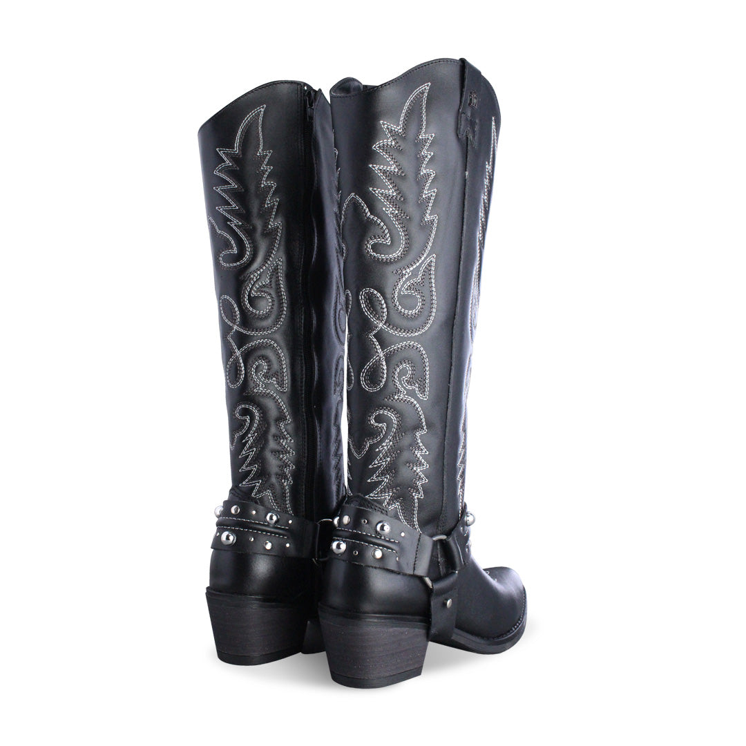 Bota Vaquera Alta Mujer 96532 Davina Kathia Piel Negro