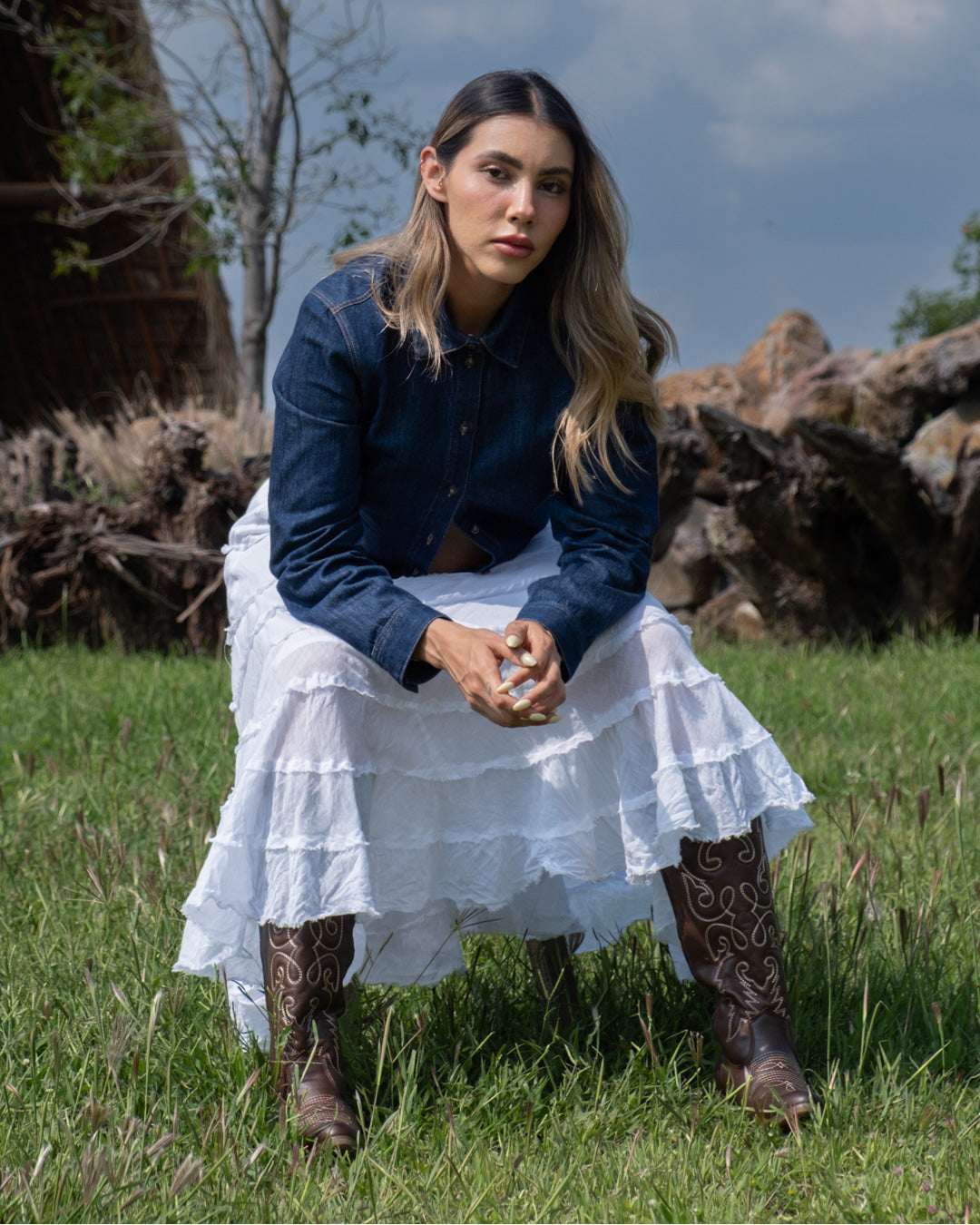 Bota Vaquera Alta Mujer 96533 Davina Piel Brandy