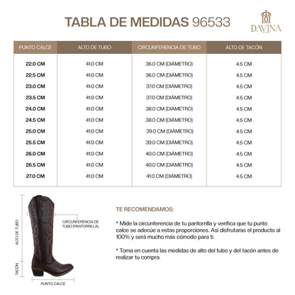 Bota Vaquera Alta Mujer 96533 Davina Piel Brandy