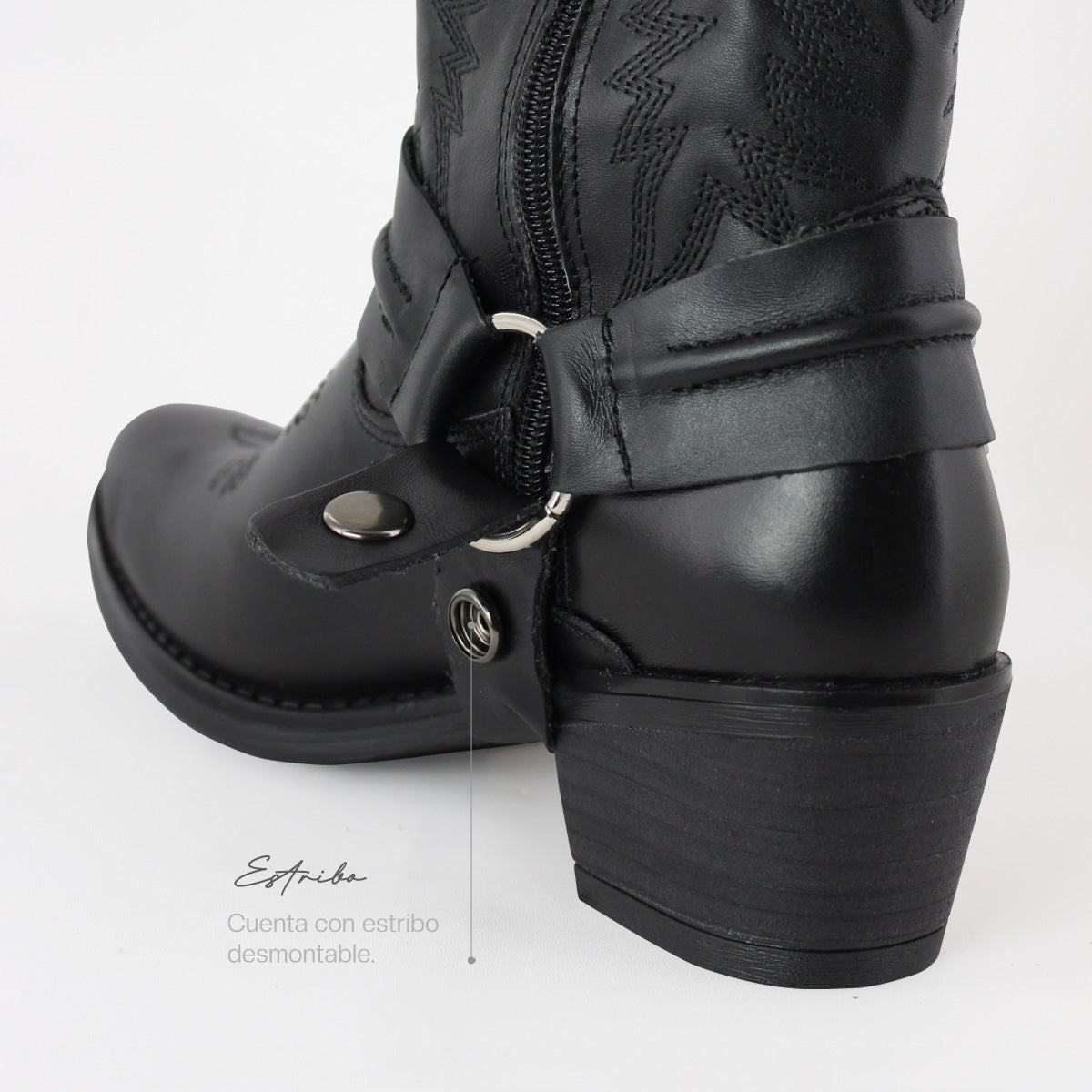 Bota Vaquera Alta Mujer 96534 Davina Piel Negra