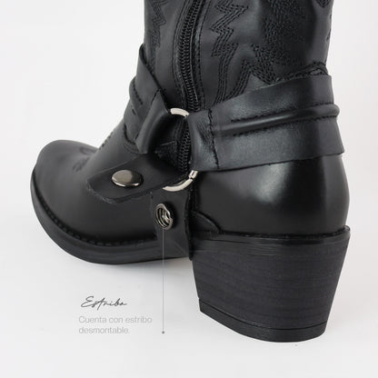 Bota Vaquera Alta Mujer 96534 Davina Piel Negra