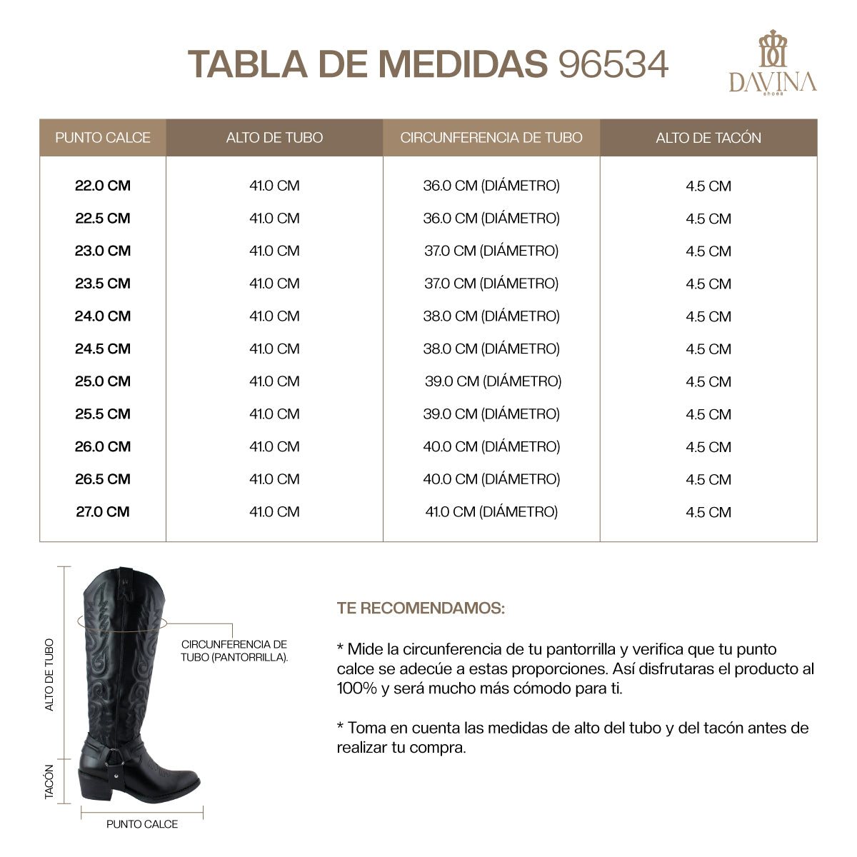Bota Vaquera Alta Mujer 96534 Davina Piel Negra