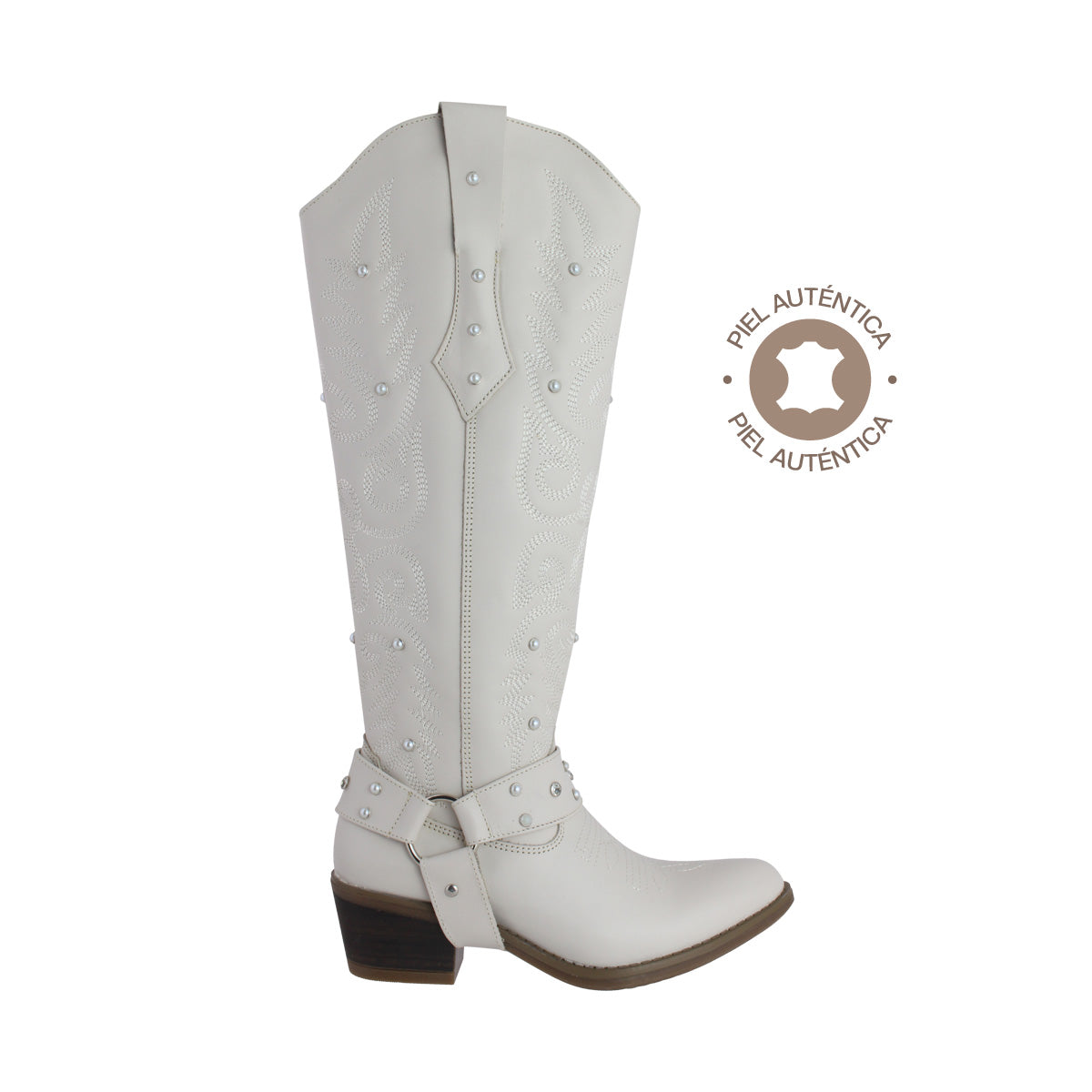 Bota Vaquera Dama 96540 Carlota Piel Marfil