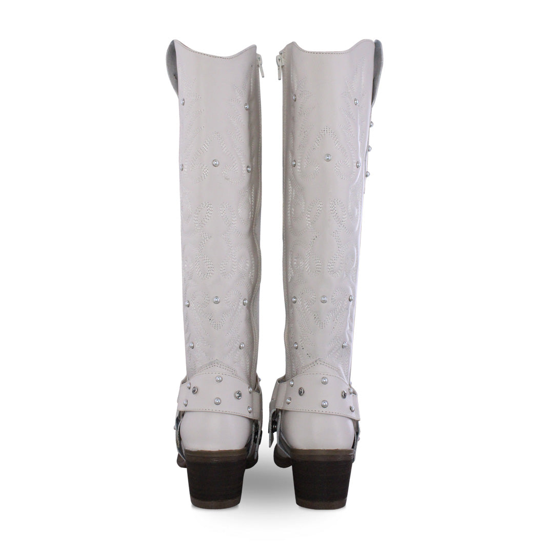 Bota Vaquera Alta Mujer 96540 Davina Piel Marfil