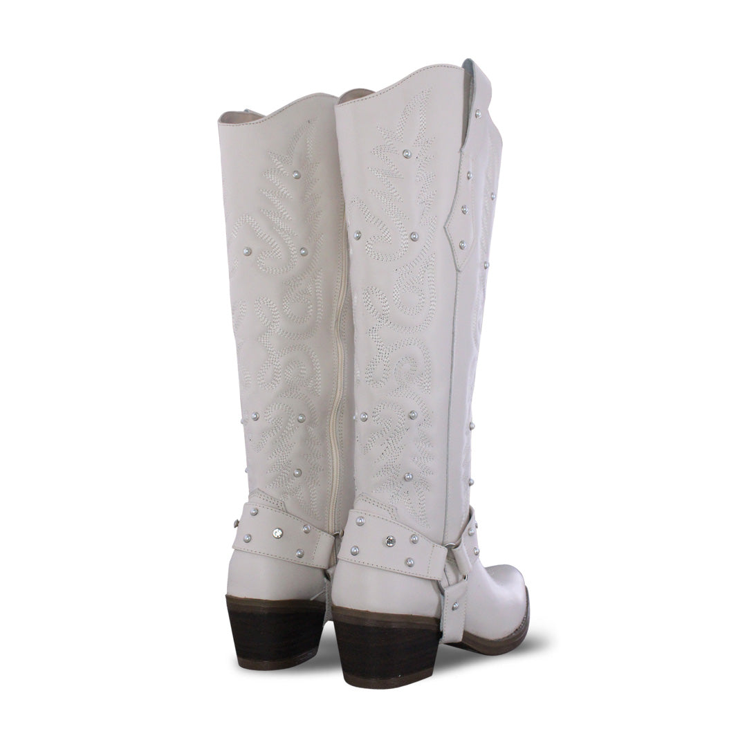 Bota Vaquera Alta Mujer 96540 Davina Piel Marfil