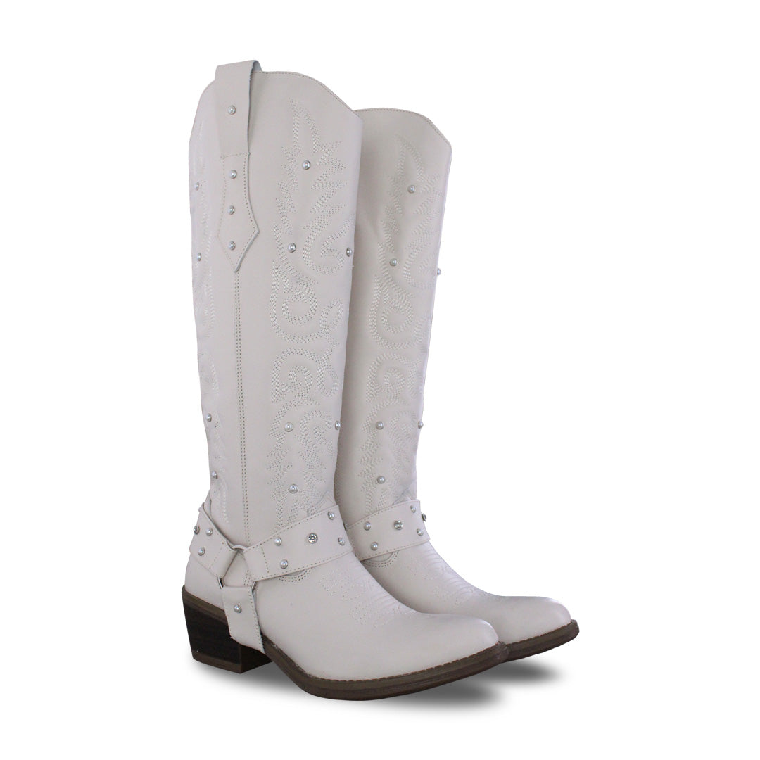 Bota Vaquera Alta Mujer 96540 Davina Piel Marfil