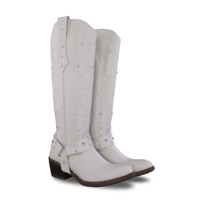 Bota Vaquera Alta Mujer 96540 Davina Piel Marfil