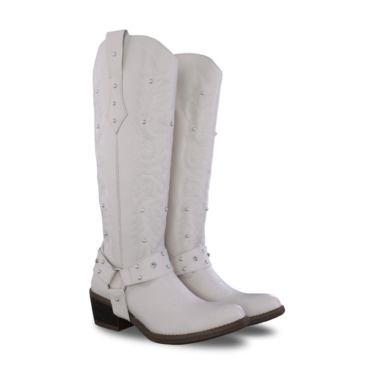 Bota Vaquera Alta Mujer 96540 Davina Piel Marfil