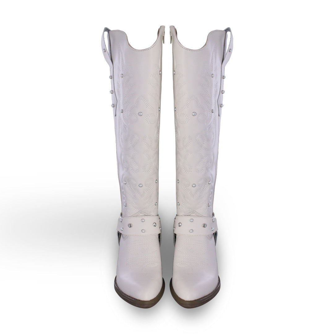 Bota Vaquera Alta Mujer 96540 Davina Piel Marfil