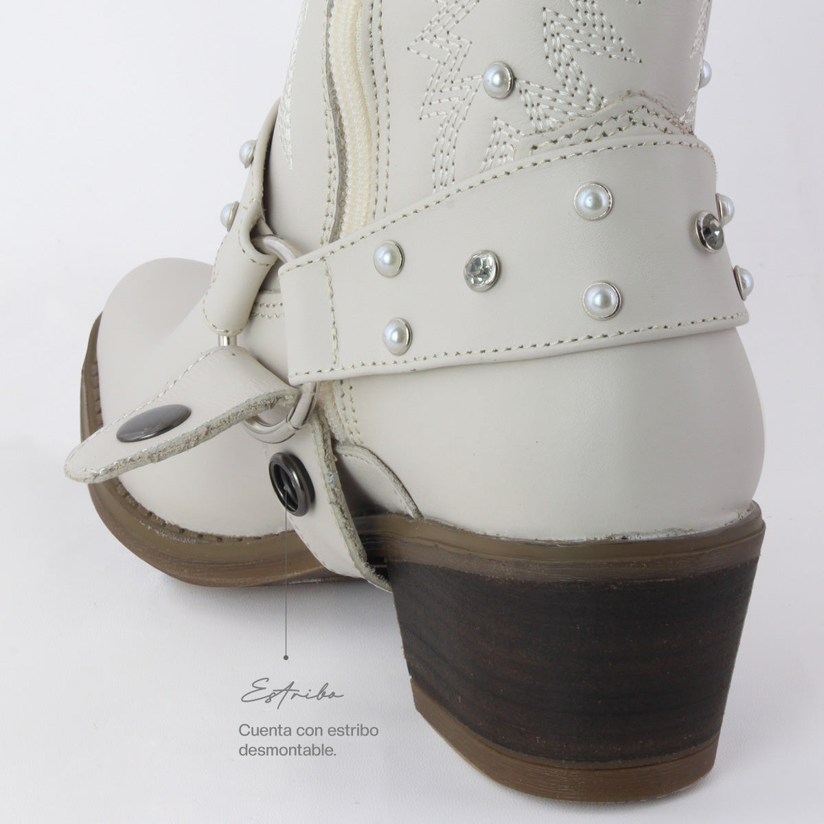 Bota Vaquera Dama 96540 Carlota Piel Marfil