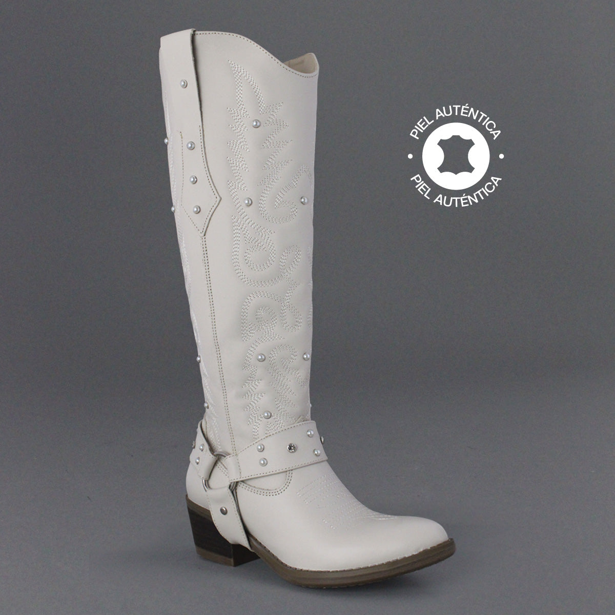 Bota Vaquera Dama 96540 Davina Piel Marfil