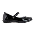 Zapato Escolar Niña 9719 Piel Charol Negro con Flores y Piedras con Brillo
