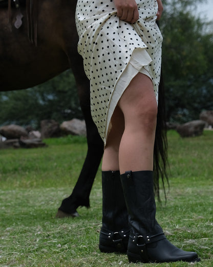 Bota Vaquera Mediana Mujer 97400 Davina Piel Negra