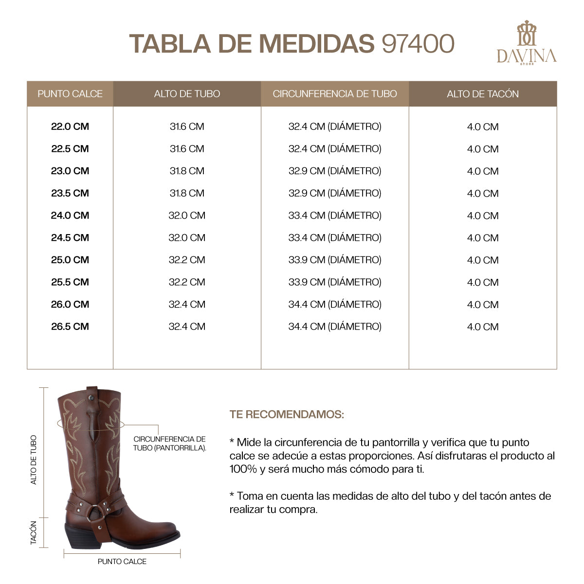Bota Vaquera Mediana Mujer 97400 Davina Piel Shedrón