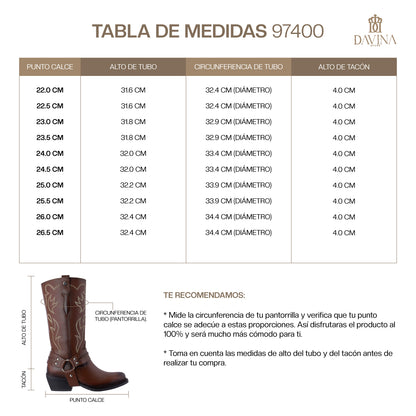 Bota Vaquera Mediana Mujer 97400 Davina Piel Shedrón