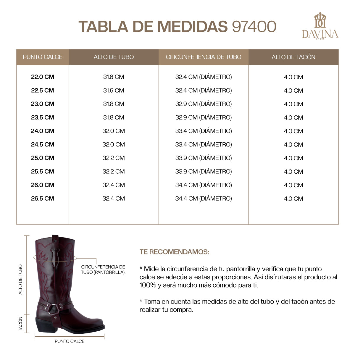 Bota Vaquera Mediana Mujer 97400 Davina Piel Vino