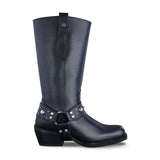 Bota vaquera mujer 97401 piel negro con adorno tipo estribo