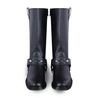 Bota vaquera Mujer 97401 Piel Negro con adorno tipo estribo