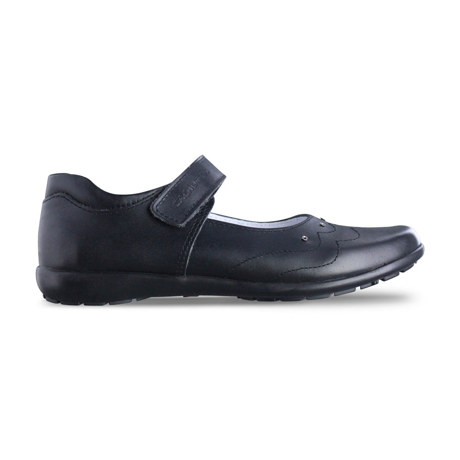 Calzado Escolar Niña 9778 Piel Negro con Velcro