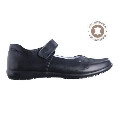 Calzado Escolar Niña 9778 Piel Negro con Velcro