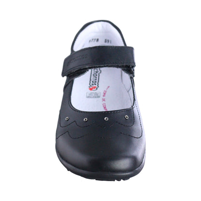 Calzado Escolar Niña 9778 Piel Negro con Velcro
