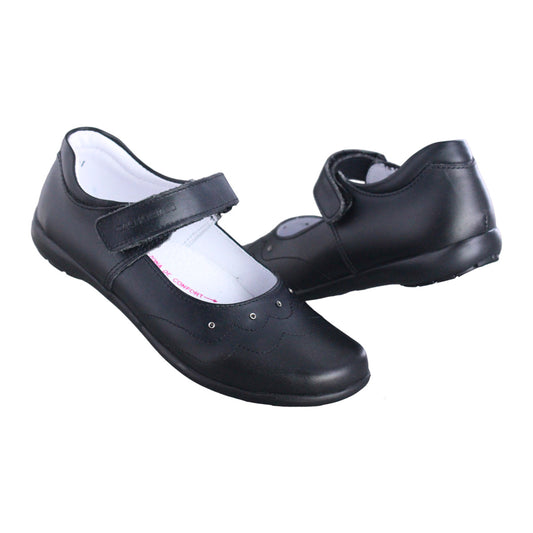 Calzado Escolar Niña 9778 Piel Negro con Velcro