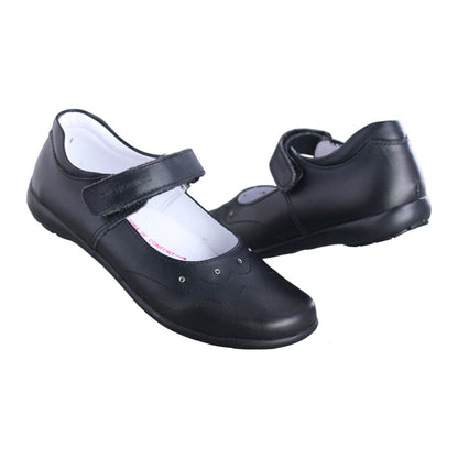 Calzado Escolar Niña 9778 Piel Negro con Velcro