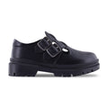 Zapato Escolar Niña 9940 Piel Negra con Doble Hebilla