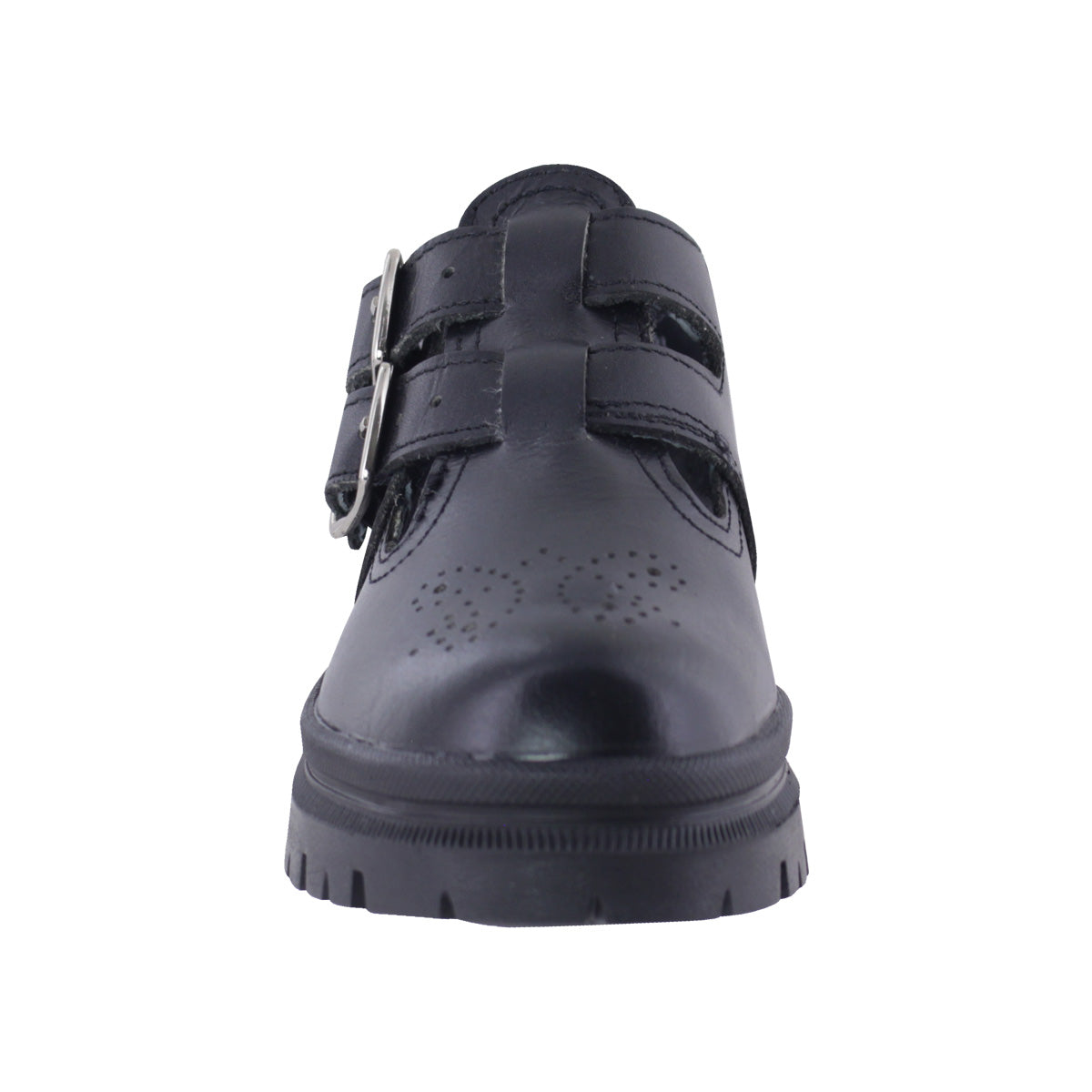 Zapato Escolar Niña 9940 Piel Negra con Doble Hebilla