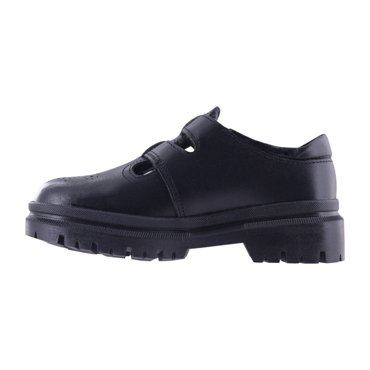 Zapato Escolar Niña 9940 Piel Negra con Doble Hebilla
