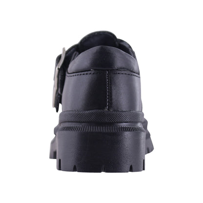 Zapato Escolar Niña 9940 Piel Negra con Doble Hebilla