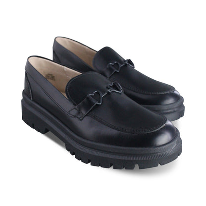 Mocasín Mujer 9967 Piel Negro con herraje de corazón