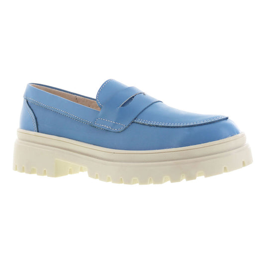 Mocasín Mujer  9970 Piel Azul con Antifaz